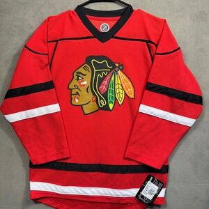 NHL Chicago Blackhawks Hockey Jersey Kids Size L Red Team Logo 9K87HABI Excellen
